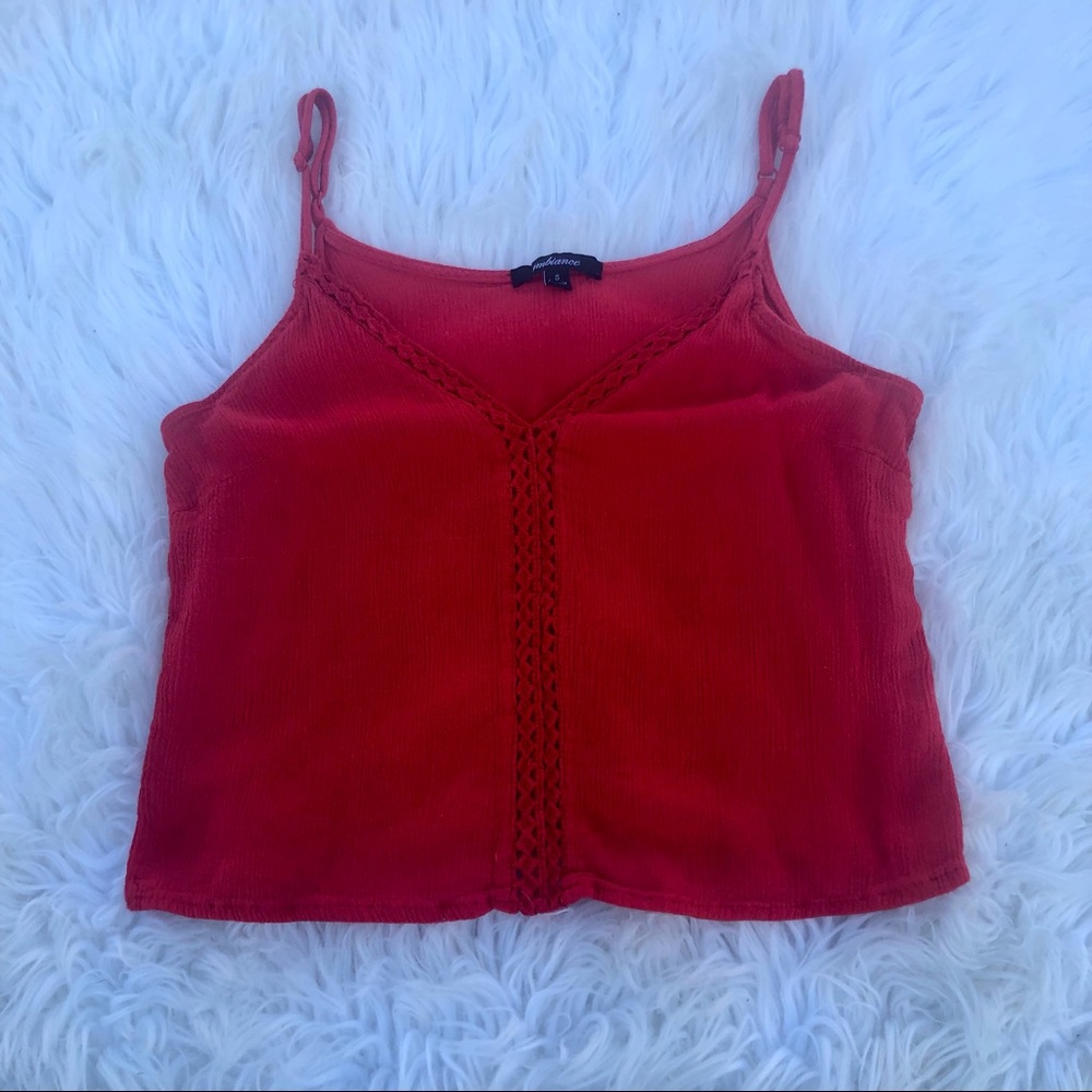 Forever 21 Crop Top Shirt Red Crochet Sz. Small